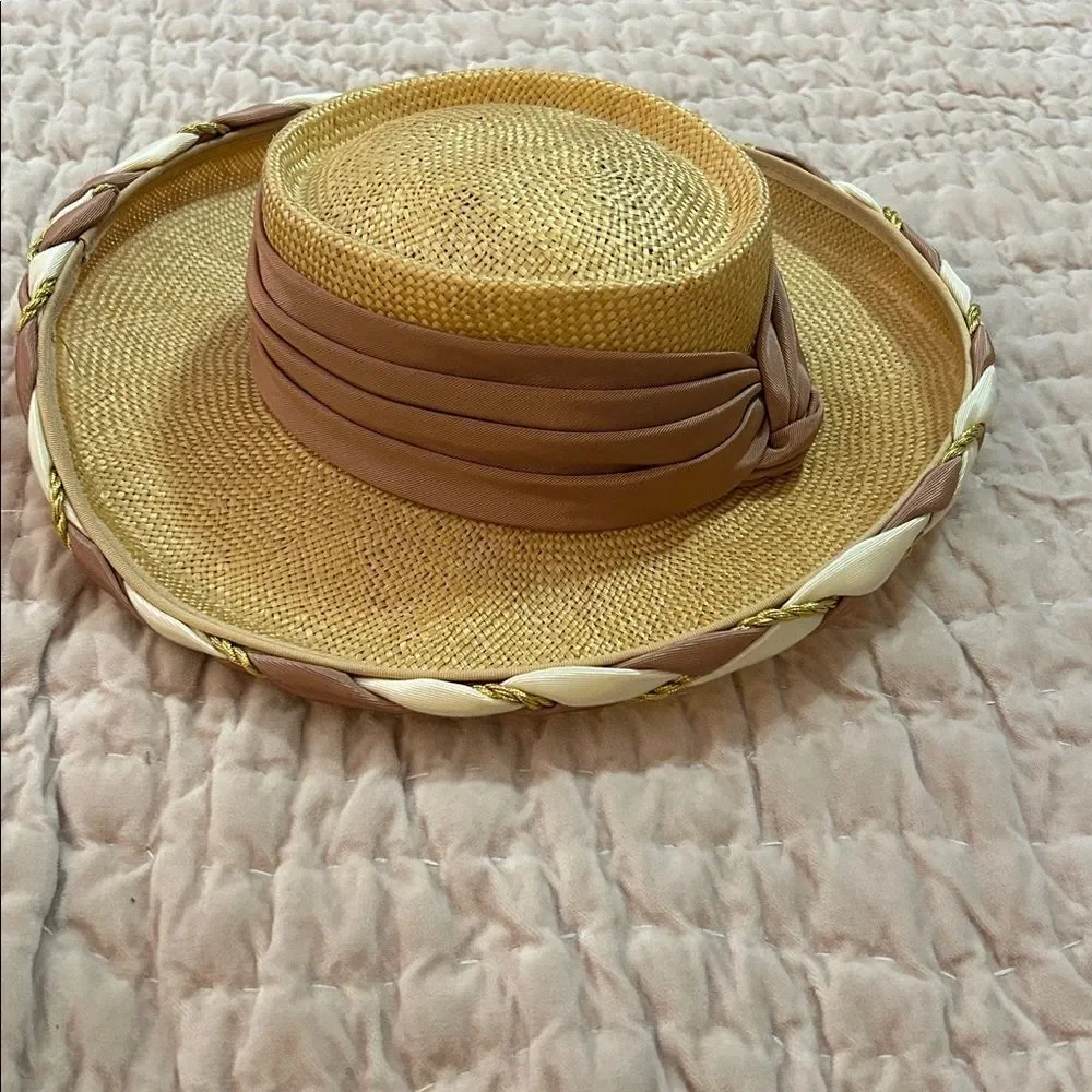 Whittall and shon Elegant straw and Cream Women's Hat